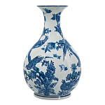 Ваза с мотивами цветущего сада с попугаями Blue Vase Inspired by Nature варинант исполнения - 2 | Loft Concept в Твери