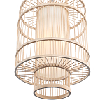 Подвесной светильник из деревянных прутьев с плафоном из натуральной ткани Light Inside the Cell варинант исполнения - 5 | Loft Concept в Твери