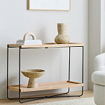 Консоль деревянной столешницей и полкой Wooden Table Top and Shelf варинант исполнения - 6 | Loft Concept в Твери