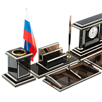 Настольный письменный набор с часами из природного камня обсидиана Team leader варинант исполнения - 3 | Loft Concept в Твери