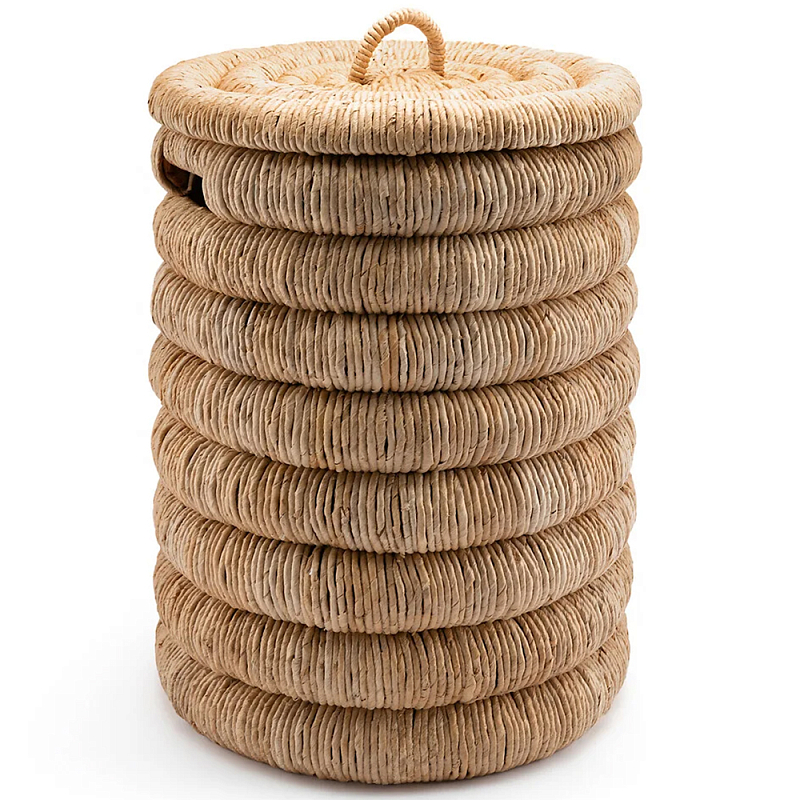 Плетеная корзина с крышкой из плетеного бананового дерева Zuwena Wicker Basket Бежевый Плетеная корзина с крышкой из плетеного бананового дерева Zuwena Wicker Basket Бежевый в Твери | Loft Concept