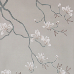 Обои ручная роспись Magnolia Canopy Original Colourway on Oyster Shell metallic silk варинант исполнения - 2 | Loft Concept в Твери