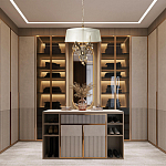 Люстра подвесная круглая с тканевым полупрозрачным абажуром и подвесками 4 лампы Gilded Elegance варинант исполнения - 8 | Loft Concept в Твери