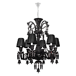 Люстра подвесная с плиссированными абажурами и множеством подвесок черного цвета Диаметр 62 см Lustre Reverie варинант исполнения - 1 | Loft Concept в Твери