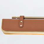 Подвесной светильник линейный латунного цвета в кожаном коричневом чехле и декоративными ремешками Alora варинант исполнения - 4 | Loft Concept в Твери