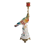 Подсвечник с попугаем из фарфора с бронзовыми элементами Eden Garden варинант исполнения - 3 | Loft Concept в Твери