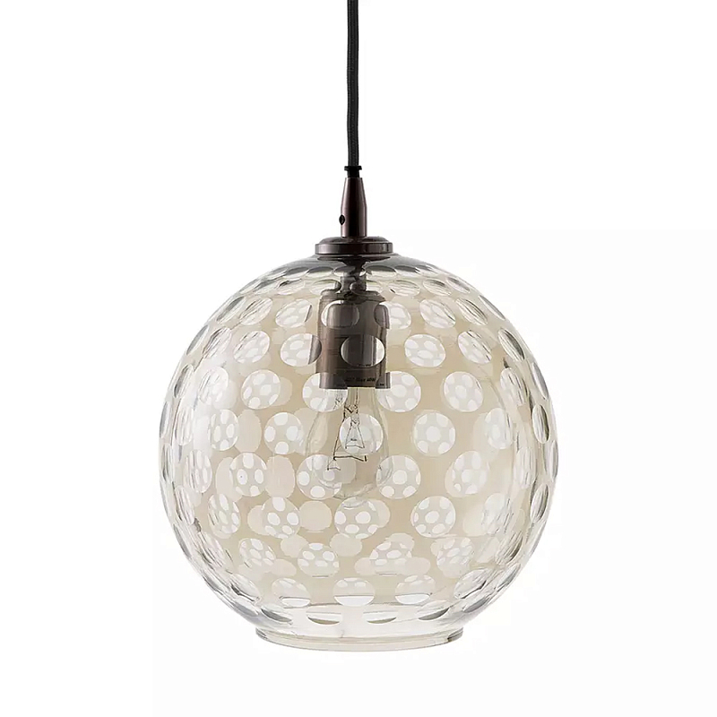 Подвесной светильник с плафоном в форме шара из стекла с рельефным узором Glass Pattern Lamp Коричневый Подвесной светильник с плафоном в форме шара из стекла с рельефным узором Glass Pattern Lamp Коричневый в Твери | Loft Concept