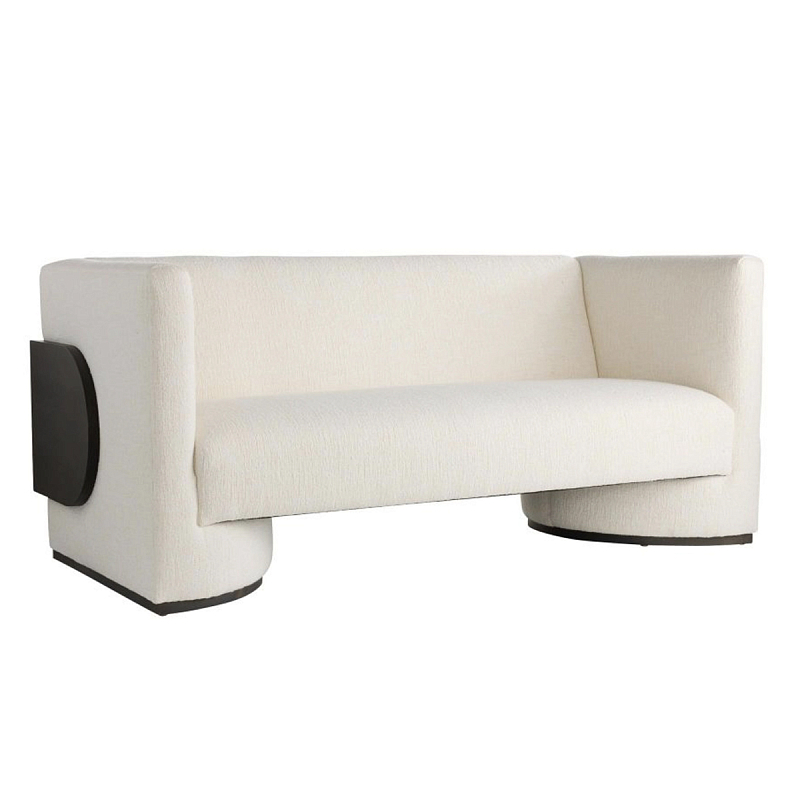 Дизайнерский Двухместный диван Florida Sofa  с элегантным деревянным декором  Белый Черный в Твери | Loft Concept 