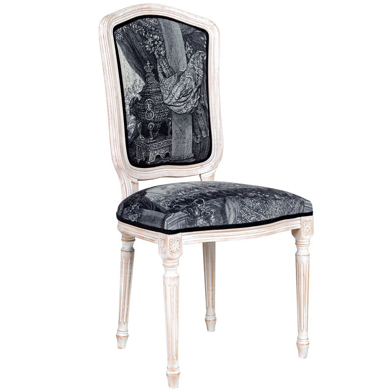 Стул Tuileries Palace Stool Черно-белый Белый винтажная патина   в Твери | Loft Concept 