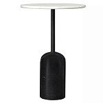 Кофейный столик с белой мраморной столешницей на черном основании Tall Coffee Black and White Table варинант исполнения - 3 | Loft Concept в Твери