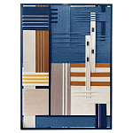 Панно из шнура Синяя геометрическая абстракция wall panel line Blue варинант исполнения - 4 | Loft Concept в Твери