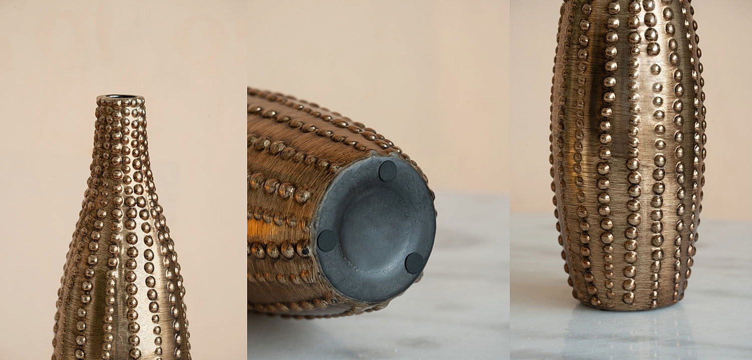 Ваза Ribbed Vase Narrow Throat bronze-gold 34 Ваза Ribbed Vase Narrow Throat bronze-gold 34 - Loft-Concept в Твери