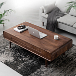 Кофейный стол из массива дерева с выдвижными ящиками Coffee Walnut Table варинант исполнения - 1 | Loft Concept в Твери