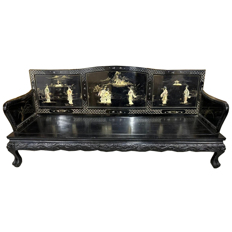 Большая Скамья Шинуазри Large Chinoiserie Bench Chinese Park Черный матовый Золотой Бежевый Большая Скамья Шинуазри Large Chinoiserie Bench Chinese Park Черный матовый Золотой Бежевый в Твери | Loft Concept