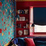 Обои с вышивкой ручной работы Flora Rio colourway on Liso Pine wool sateen варинант исполнения - 2 | Loft Concept в Твери