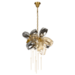 Люстра подвесная со стеклянными плафонами из дымчатого и золотистого с шестью вертикальными подвесками Gilded Mirage  варинант исполнения - 2 | Loft Concept в Твери