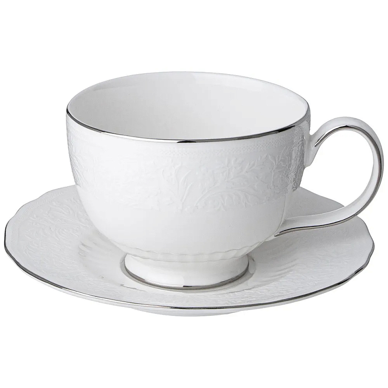 Чайная пара белого цвета из фарфора 280 мл Garden Whisper Porcelain Set Белый Чайная пара белого цвета из фарфора 280 мл Garden Whisper Porcelain Set Белый в Твери | Loft Concept