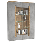 Шкаф-витрина с фасадом серого цвета 4-х дверная Grace of Furniture варинант исполнения - 1 | Loft Concept в Твери