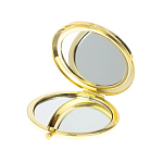 Зеркало карманное складное круглое из натурального камня Малахит с Хризоколлой в подарочной упаковке Gold Stone Mirrors варинант исполнения - 3 | Loft Concept в Твери