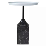 Кофейный столик с круглой столешницей и мраморным основанием Steel Reliability варинант исполнения - 1 | Loft Concept в Твери