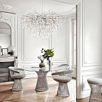 Люстра подвесная с прозрачными стеклянными подвесками в форме капель Диаметр 100 см Droplet Chandelier варинант исполнения - 21 | Loft Concept в Твери