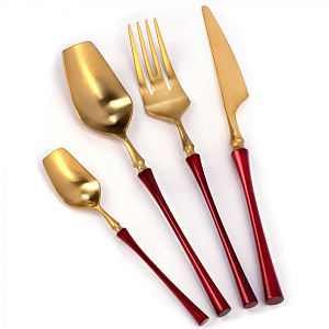 Столовые приборы Soft Forms Gold and Red
