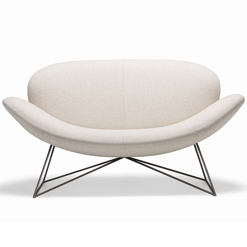 Дизайнерский двухместный диван Gio Ponti D.157.6 - DUE FOGLIE Sofa Молочный Черный Дизайнерский двухместный диван Gio Ponti D.157.6 - DUE FOGLIE Sofa Молочный Черный в Твери | Loft Concept