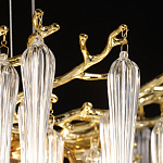 Люстра золотого цвета с декоративными ветками и длинными прозрачными стеклянными подвесами в форме сосулек Droplet Chandelier варинант исполнения - 6 | Loft Concept в Твери