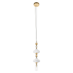 Подвесной светильник с белыми фигурными стеклянными элементами и бронзовыми вставками Высота 100 см Gabriel Scott Luna варинант исполнения - 4 | Loft Concept в Твери