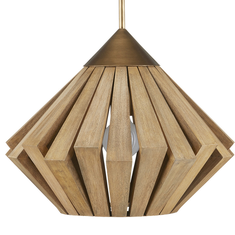 Подвесной светильник из толстых деревянных реек Wooden Slats Коричневый Латунь Подвесной светильник из толстых деревянных реек Wooden Slats Коричневый Латунь в Твери | Loft Concept