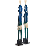 Комплект из 2-х деревянных статуэток Asmat Tall Statuettes Blue варинант исполнения - 2 | Loft Concept в Твери