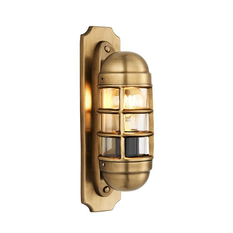 Бра Eichholtz Wall Lamp Le Caprice Brass Латунь Античная полированная Прозрачное Стекло в Твери | Loft Concept 