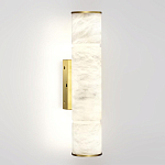 Бра с цилиндрическим плафоном из белого алебастра на прямоугольном основании Латунь Cryptocrystalline Stone варинант исполнения - 1 | Loft Concept в Твери