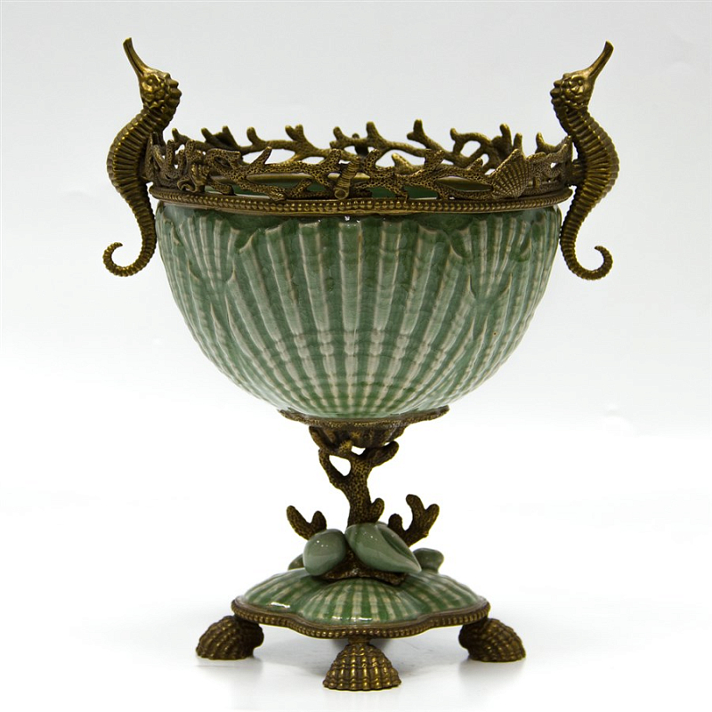 Ведро для льда Sophisticated Green & Seahorses Зеленый шалфей Бронза в Твери | Loft Concept 