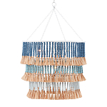 Люстра трехъярусная с декором из круглых деревянных бусин с кисточками Blue Wooden Beads Chandelier варинант исполнения - 1 | Loft Concept в Твери