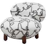 Кресло без подлокотников на деревянных ножках белое с вышивкой Sharp Armchair варинант исполнения - 1 | Loft Concept в Твери