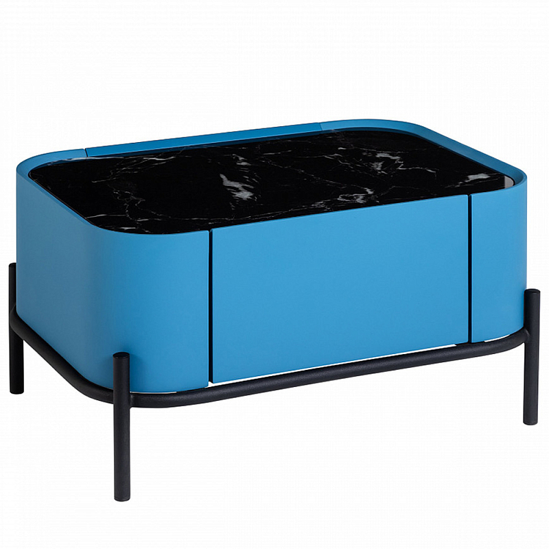 Тумба прикроватная чёрно-голубая с ящиком Blue Cabinet Голубой Черный Тумба прикроватная чёрно-голубая с ящиком Blue Cabinet Голубой Черный в Твери | Loft Concept