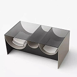 Дизайнерский журнальный стол с полукруглыми полками под столешницей Tiwoberoc варинант исполнения - 1 | Loft Concept в Твери