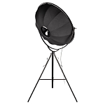 Торшер в виде прожектора с круглым тканевым абажуром на треноге черного цвета Radiance Éclat варинант исполнения - 4 | Loft Concept в Твери