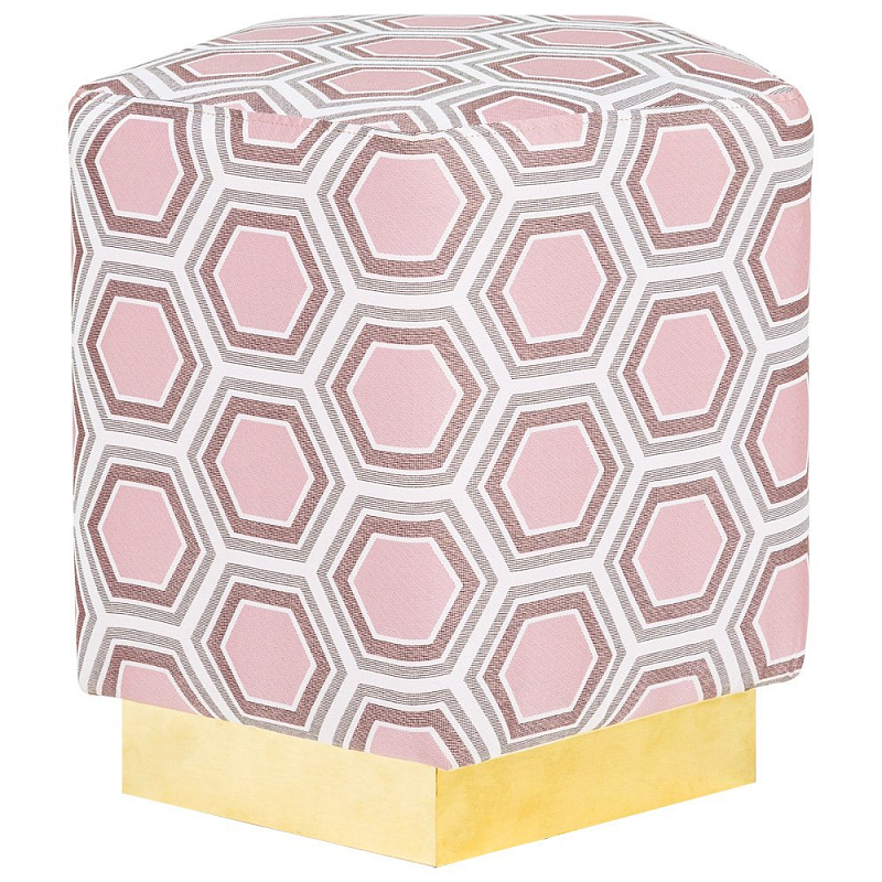 Пуф Hexagon Pink Geometry Латунь Розовый пастельный Белый в Твери | Loft Concept 
