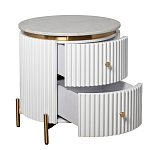 Тумбочка белая круглая с мраморной столешницей Thoroughbass варинант исполнения - 5 | Loft Concept в Твери