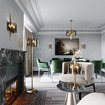 Бра с изогнутым плафоном на бронзовом основании с вертикальным декором из металлических трубок Sohne варинант исполнения - 2 | Loft Concept в Твери