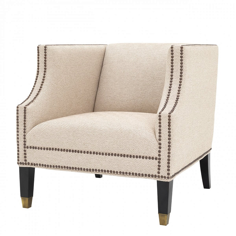 Кресло Eichholtz Chair Doheny Песочный Черный Латунь в Твери | Loft Concept 