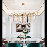 Люстра на подвесе с каркасом из металла и цветными подвесками из стекла Droplet Chandelier варинант исполнения - 4 | Loft Concept в Твери