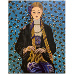 Панно ручная вышивка бисером Портрет девушки в голубых тонах варинант исполнения - 1 | Loft Concept в Твери