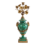 Подсвечник из фарфора с бронзовыми цветочными элементами Malachite Candlestick варинант исполнения - 1 | Loft Concept в Твери