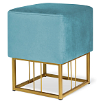 Пуф квадратный голубой велюр на золотом металлическом основании Celeste Blue варинант исполнения - 1 | Loft Concept в Твери