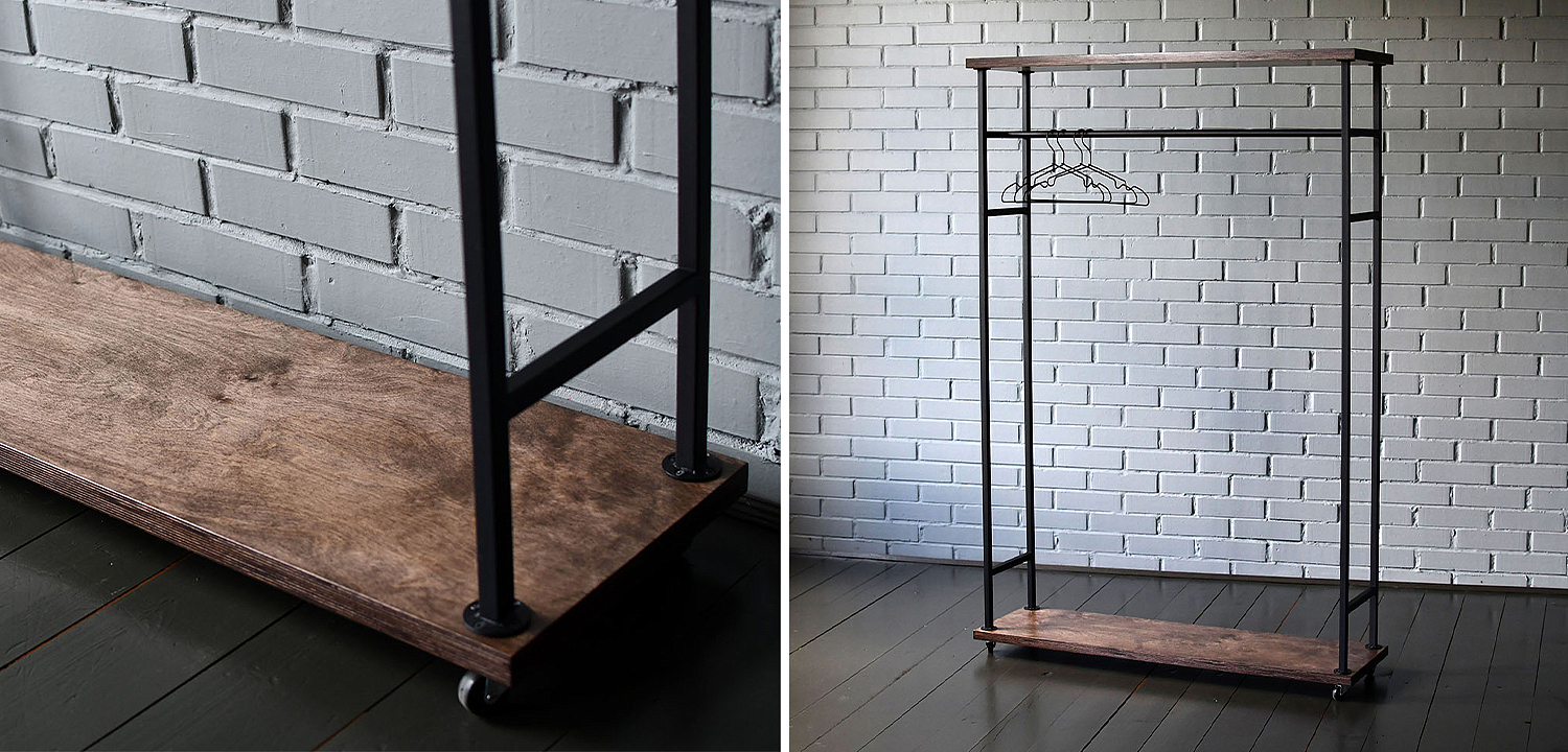 Рейл Lowery Brown Industrial Metal Rust Clothes Rail Рейл Lowery Brown Industrial Metal Rust Clothes Rail - Loft-Concept в Твери