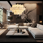 Люстра четырехъярусная с подвесками в форме дисков Cryptocrystalline Stone варинант исполнения - 5 | Loft Concept в Твери