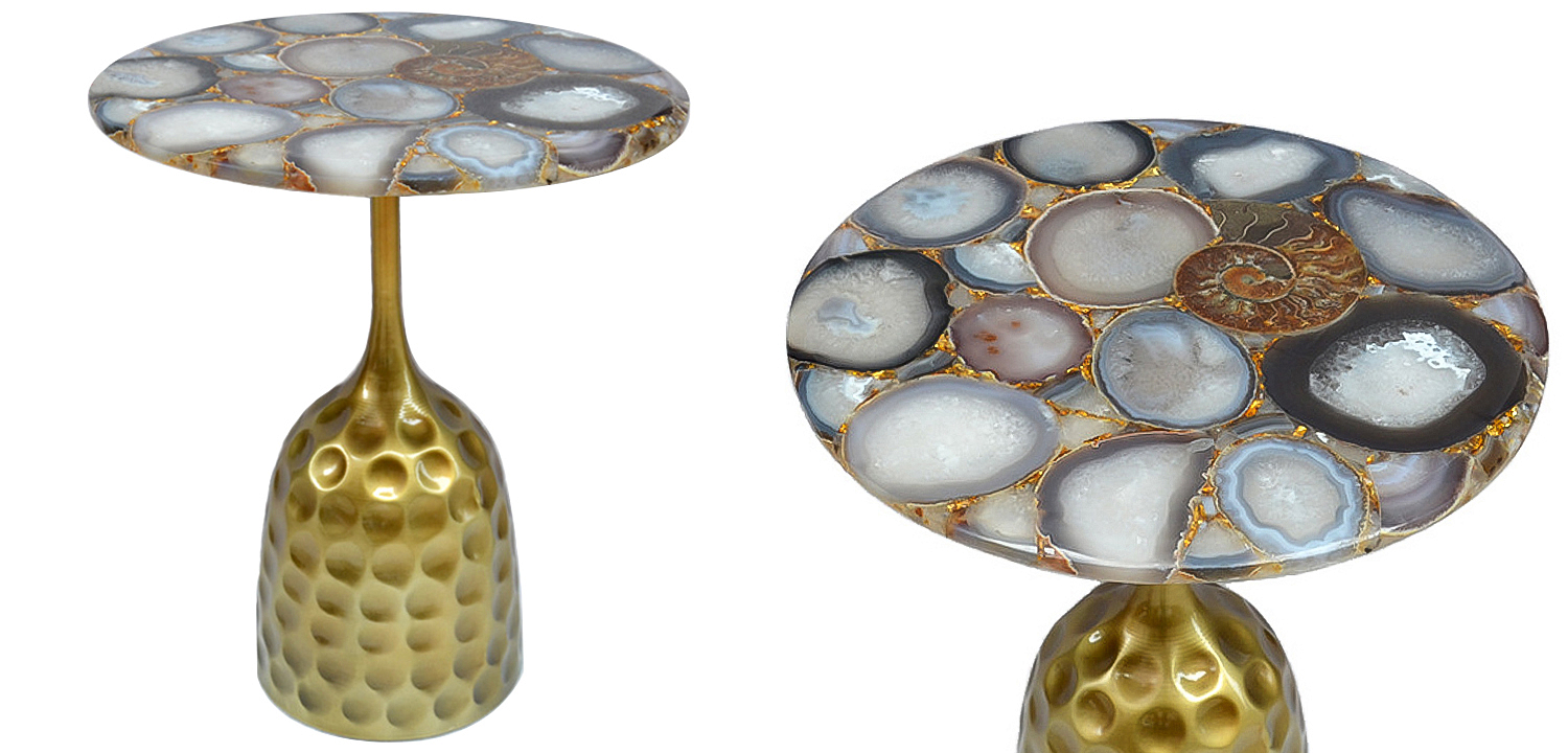 Приставной стол Cluster Surface Beige Agate Side Table Приставной стол Cluster Surface Beige Agate Side Table - Loft-Concept в Твери
